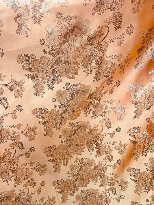 Orange flowers Japanese style brocade great for pants skirt shirt dress pillow cover and much more