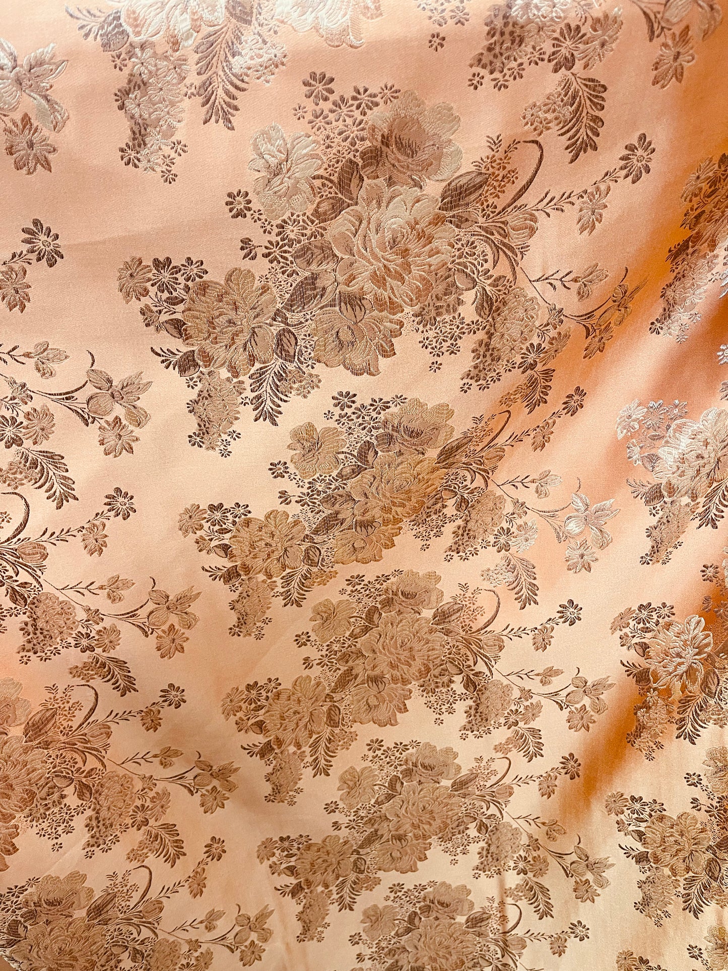 Orange flowers Japanese style brocade great for pants skirt shirt dress pillow cover and much more