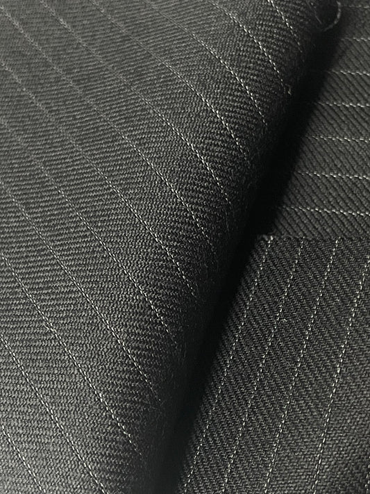 100% wool super 220s quality black with shadow stripes made in Italy by Oscar de la renta