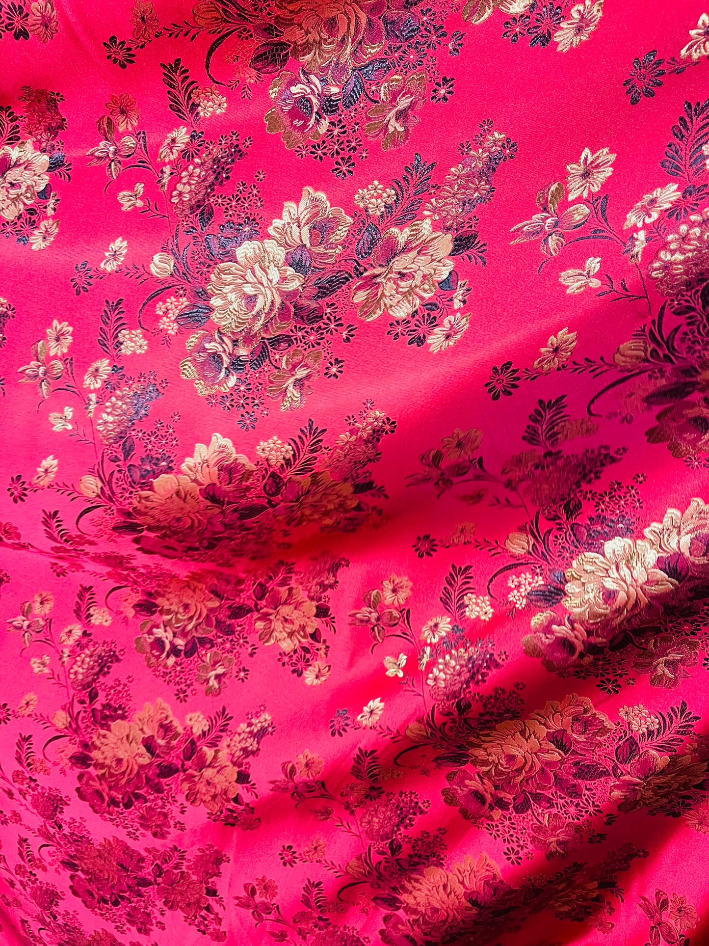 Red flowers Japanese style brocade great for pants skirt shirt dress pillow cover and much more