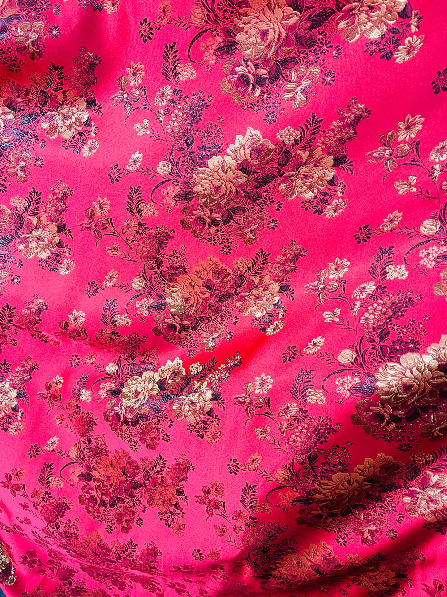Red flowers Japanese style brocade great for pants skirt shirt dress pillow cover and much more