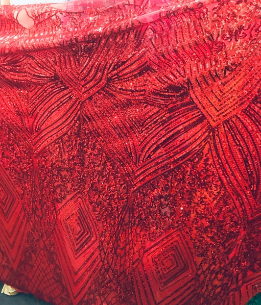 RED 4 WAY sequins lace