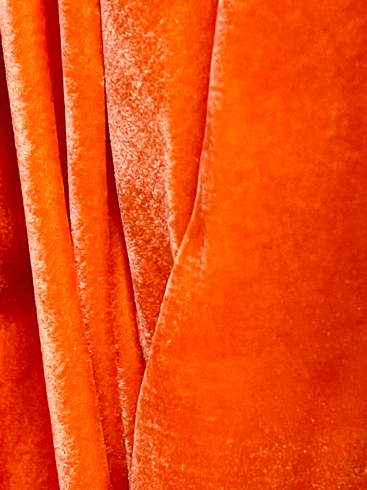 Designer orange 4way stretch velvet