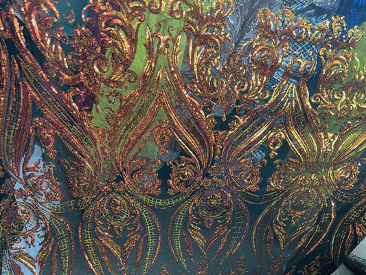 Designer 4way stretch sequins lace