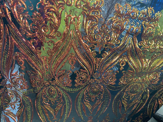 Designer 4way stretch sequins lace
