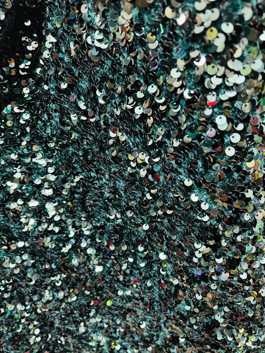 Designer 4way stretch velvet sequins lace