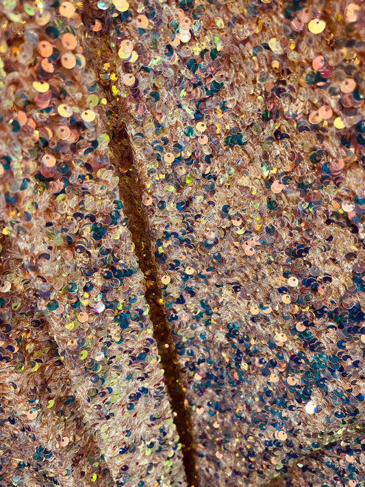 Designer 4way stretch velvet sequins lace