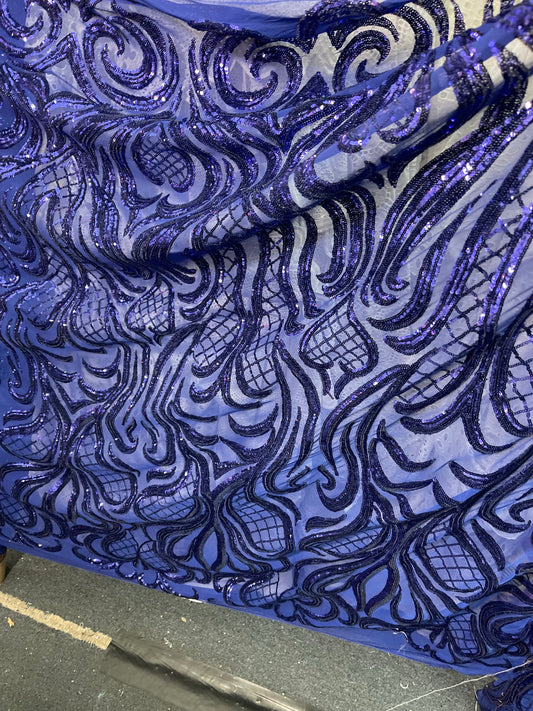 Designer 4way stretch sequins lace