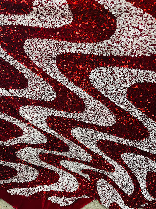 Designer swirly’s 4way stretch velvet sequins great fabric for dress jacket skirt and much more