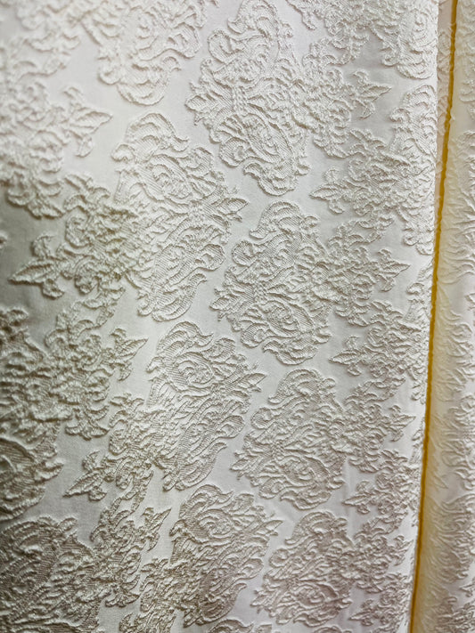 Luxury designer mikado brocade cream with champagne design made in Italy