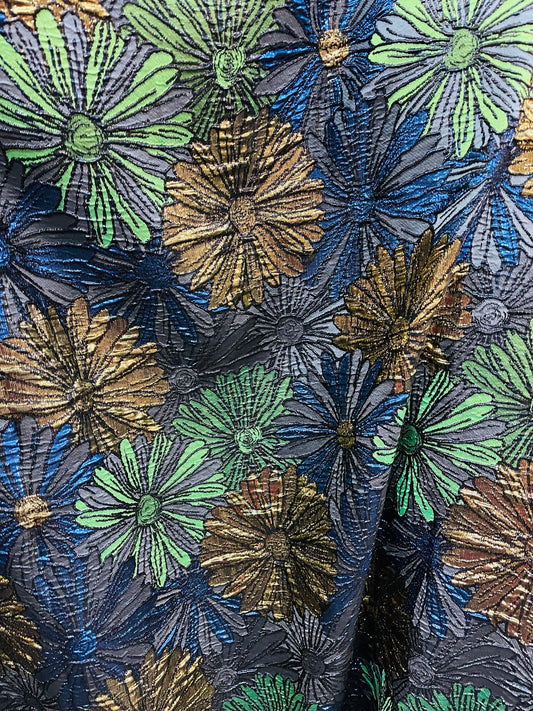 Metallic sunflower Elegant designer mikado Floral Brocade great for dress jacket pants skirt and much more made in Italy
