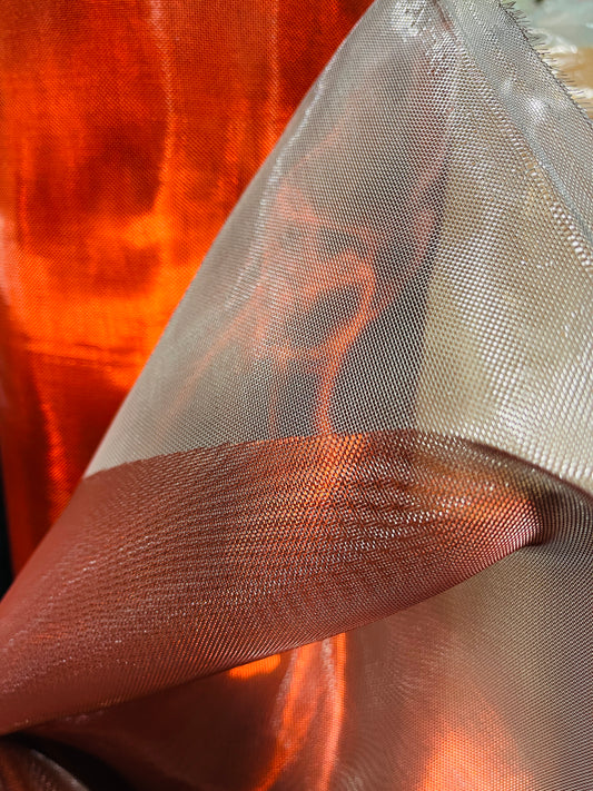 Designer metallic dabble face Horse hair organdy made in Italy