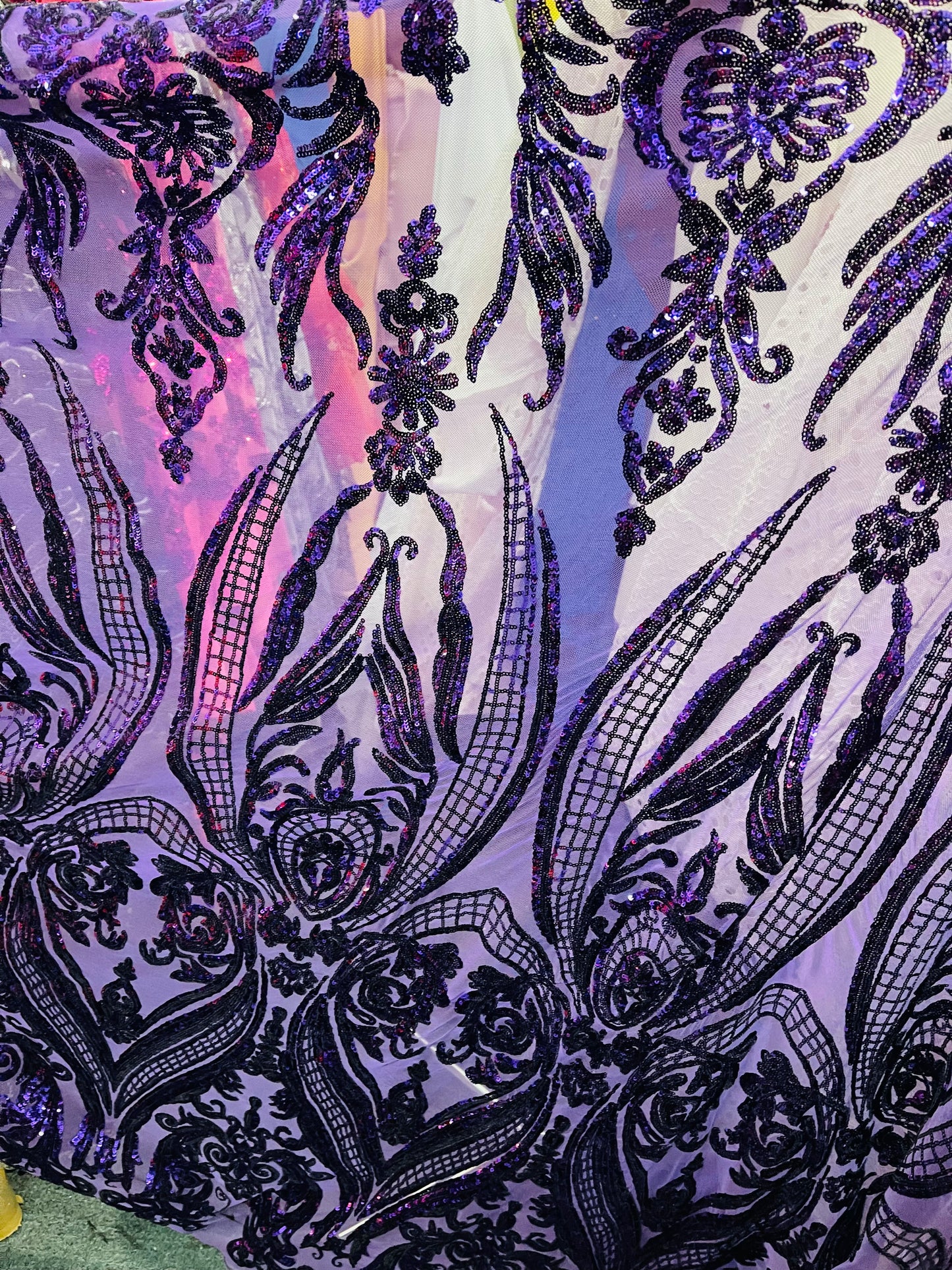 Purple 4 way sequence lace great fabric for prom and wedding dress and much more