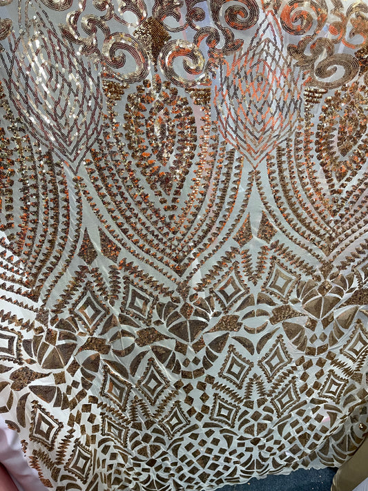 Designer 4way stretch spandex sequins lace
