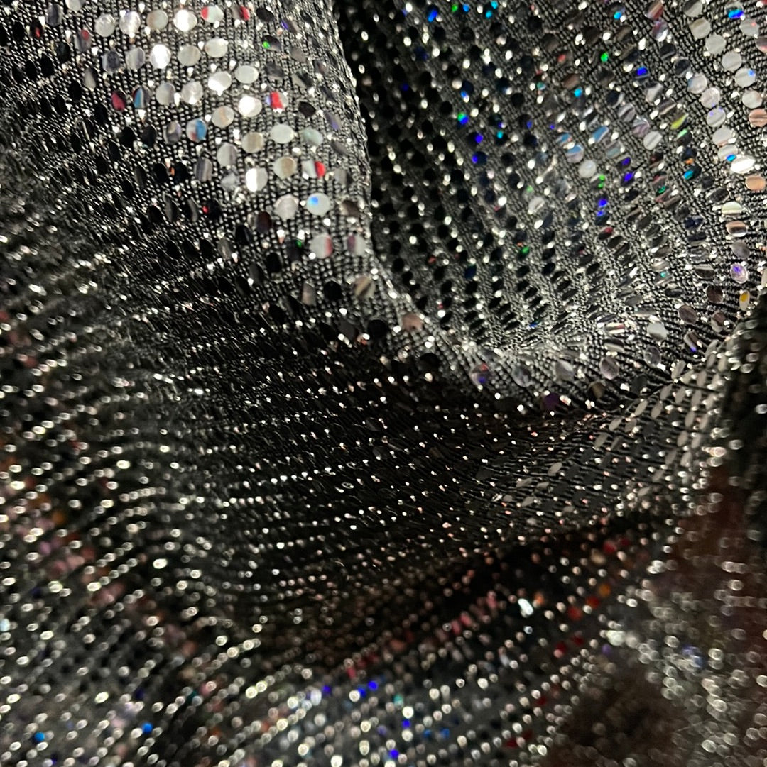 Designer black sequins stretch