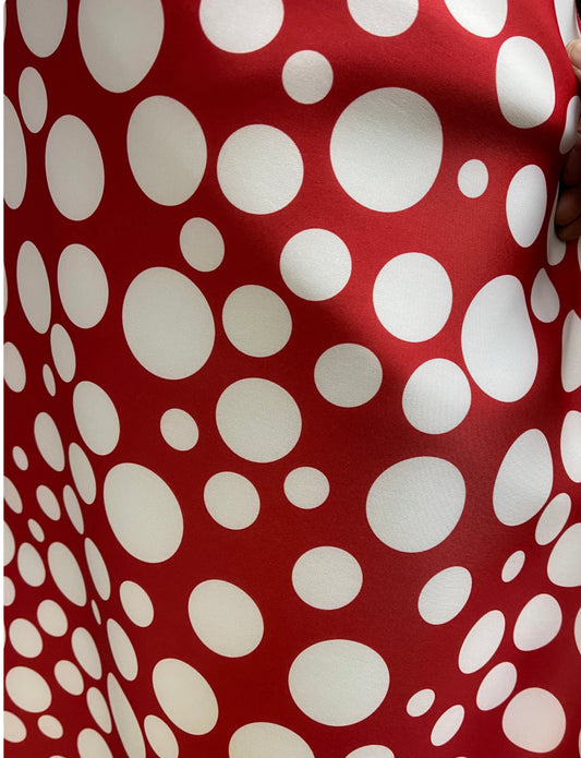 Red white polkadotNeoprene made in Italy