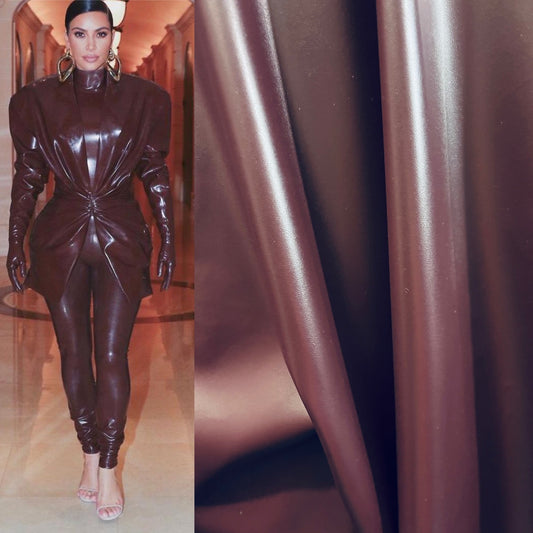 Dark brown fox pvc  4way stretch vinyl made in Italy