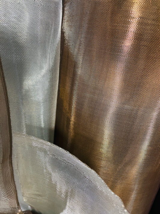 Designer metallic dabble face Horse hair organdy made in Italy