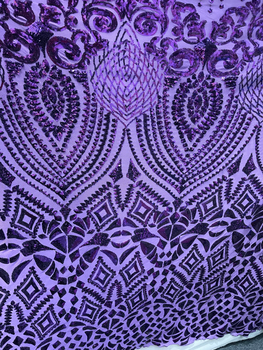 Designer 4way stretch spandex sequins lace