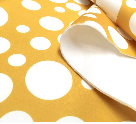 Yellow white polkadotNeoprene made in Italy