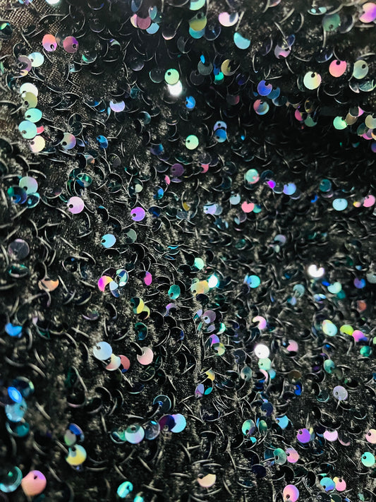Designer 4way stretch velvet sequins lace