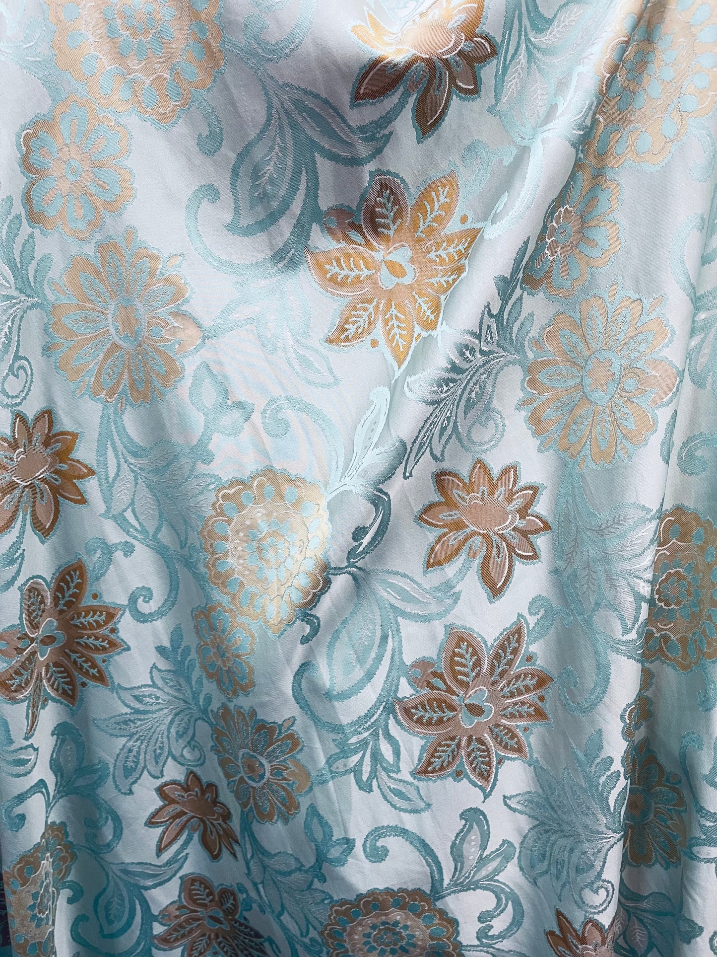 Tiffany blue sunflower Elegant designer mikado Floral Brocade great for dress jacket pants skirt and much more made in Italy