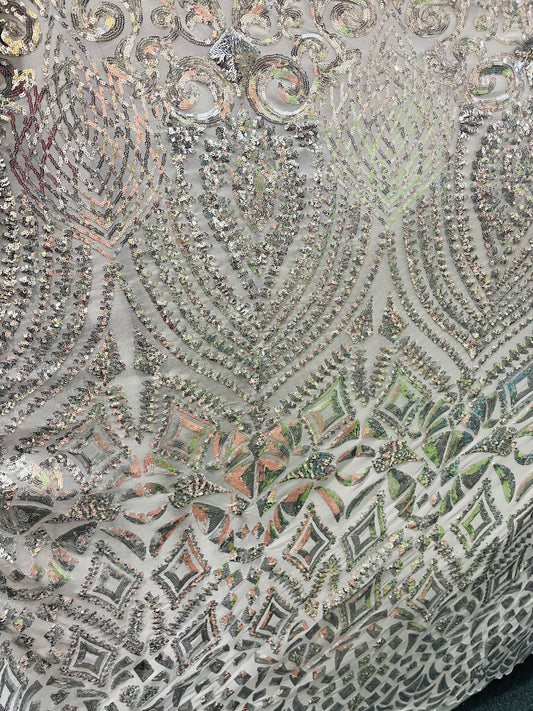 Designer 4way stretch spandex sequins lace