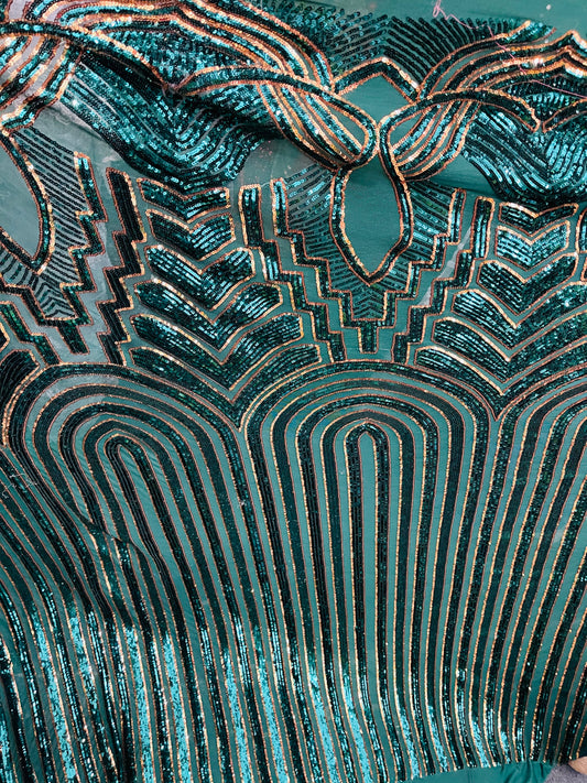 Designer 4way stretch sequins lace