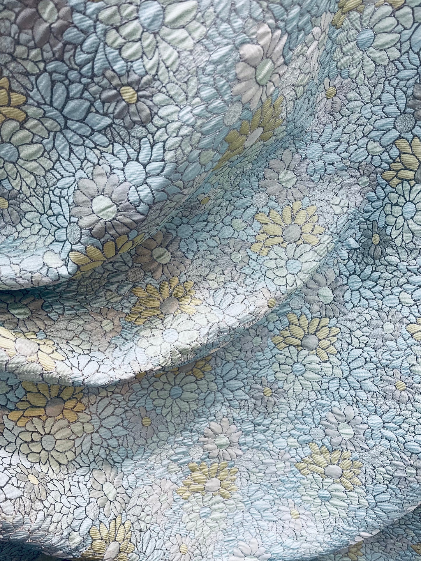Metallic sunflower Elegant designer mikado Floral Brocade great for dress jacket pants skirt and much more made in Italy