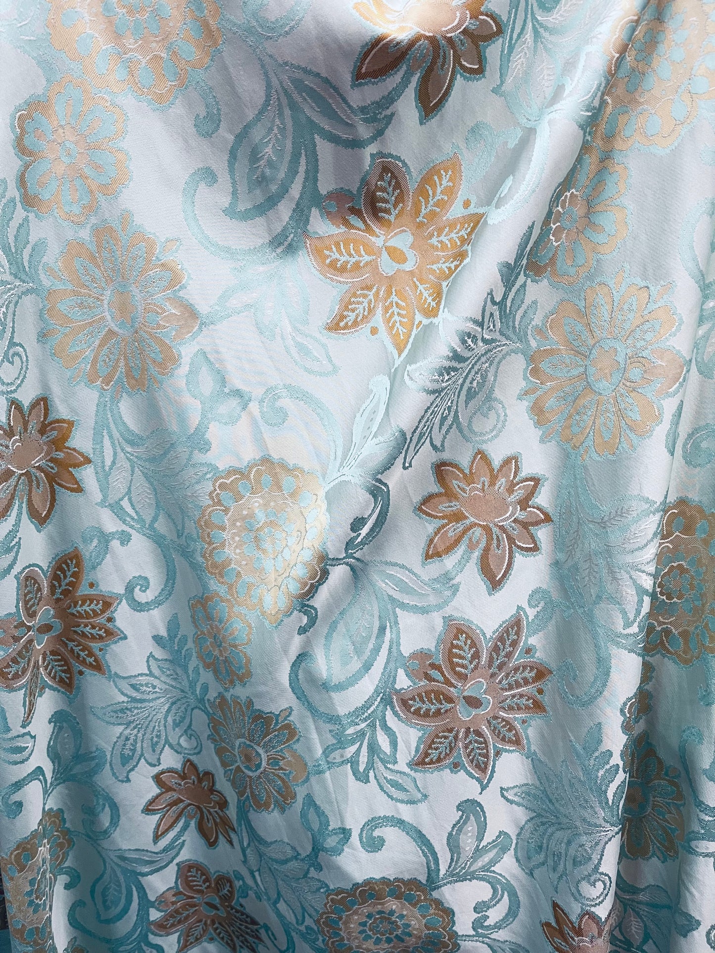 Tiffany blue sunflower Elegant designer mikado Floral Brocade great for dress jacket pants skirt and much more made in Italy