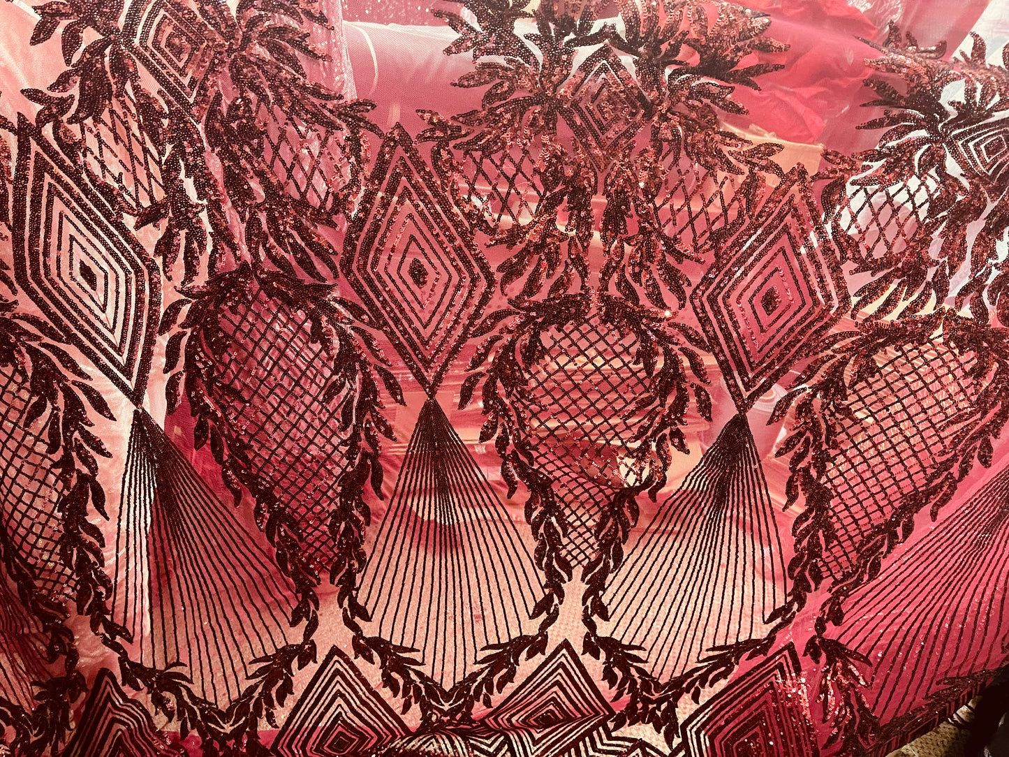 Designer 4way stretch sequins lace