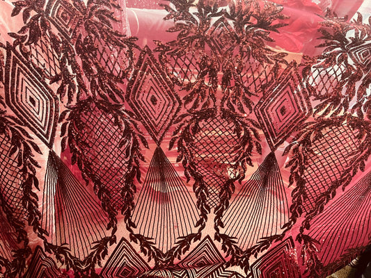 Designer 4way stretch sequins lace