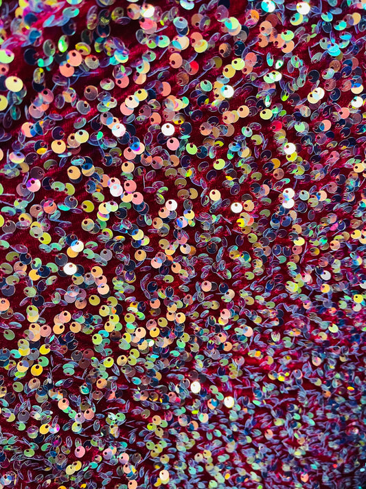 Designer 4way stretch velvet sequins lace