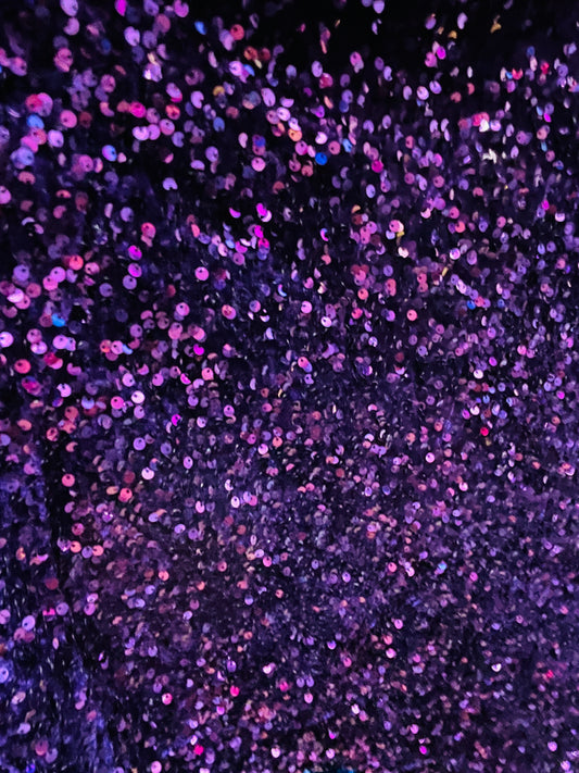 Purple Designer 4way stretch velvet sequins lace