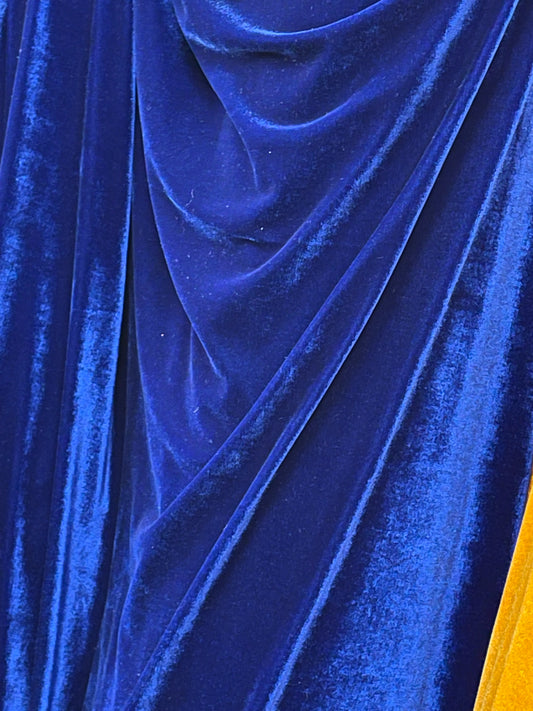 Designer Royal blue 4way stretch velvet