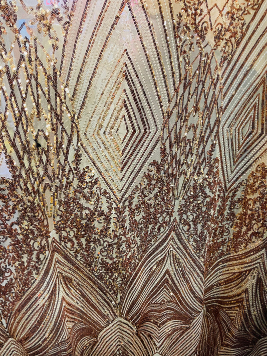 Designer 4way stretch sequins lace