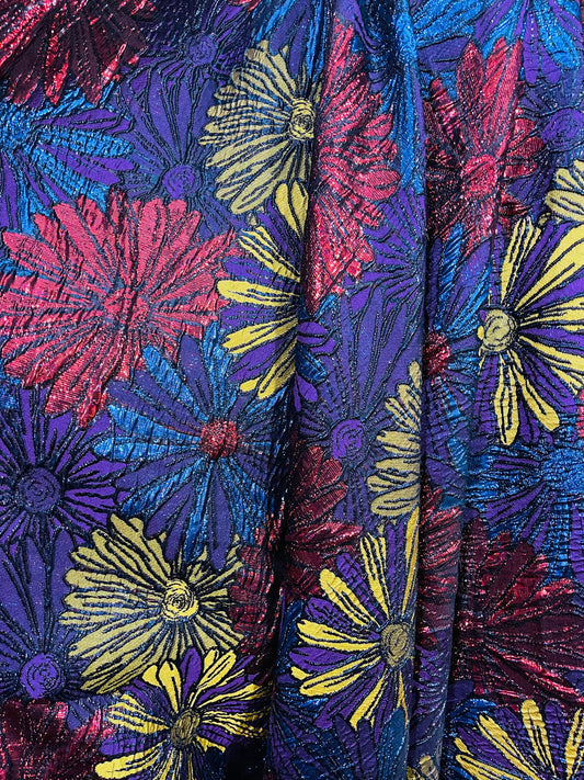 Metallic sunflower Elegant designer mikado Floral Brocade great for dress jacket pants skirt and much more made in Italy