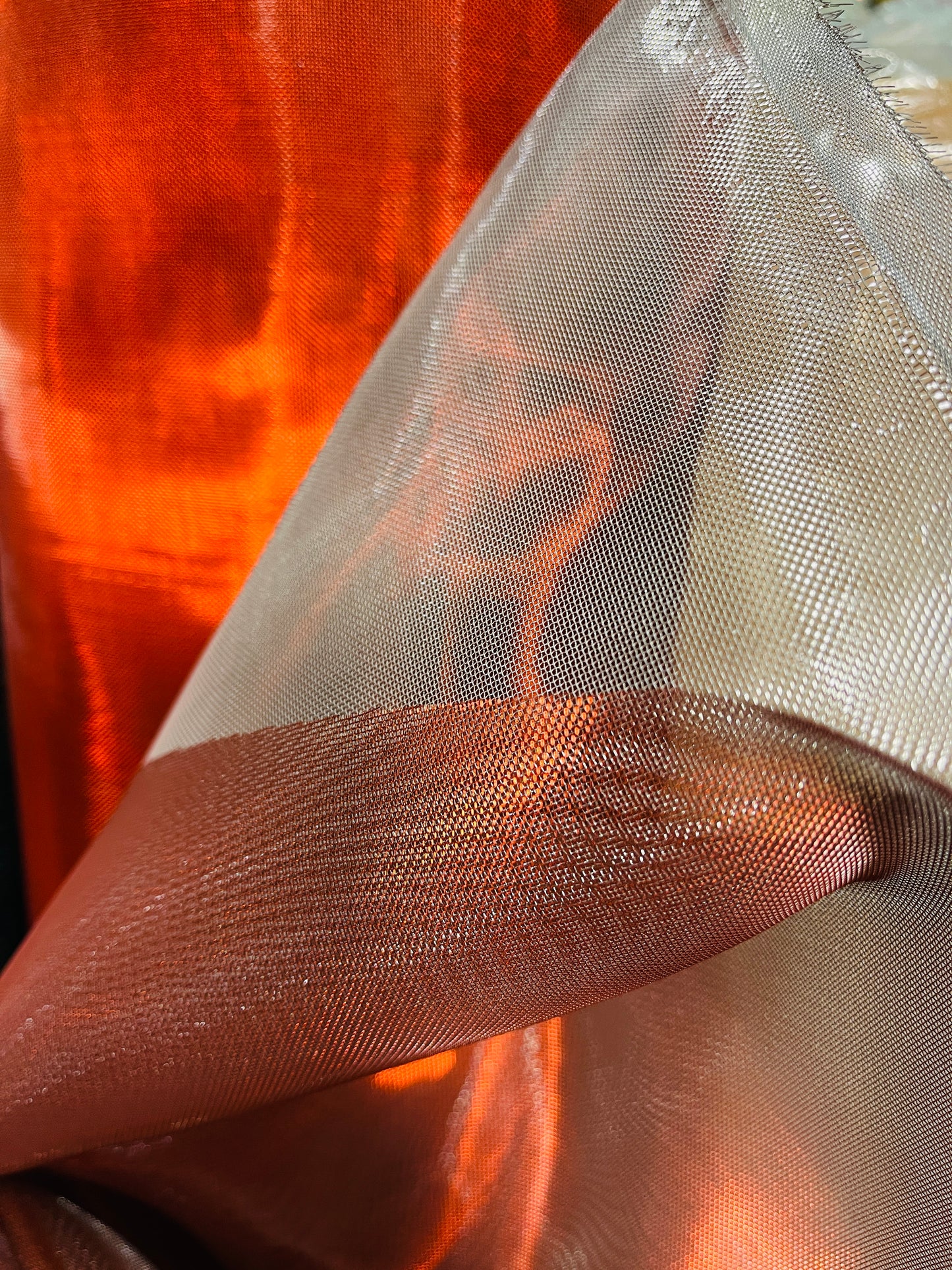 Designer metallic dabble face Horse hair organdy made in Italy