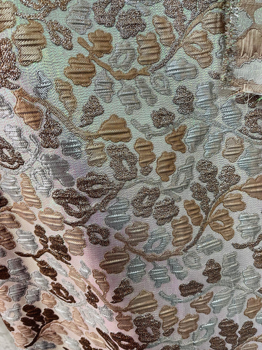 Metallic silver gold Elegant designer mikado Floral Brocade great for dress jacket pants skirt and much more made in Italy