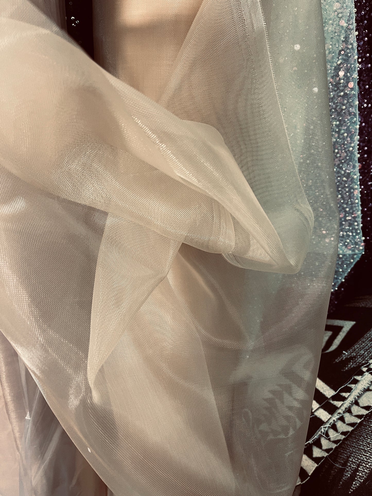 Designer metallic Horse hair organdy made in Italy