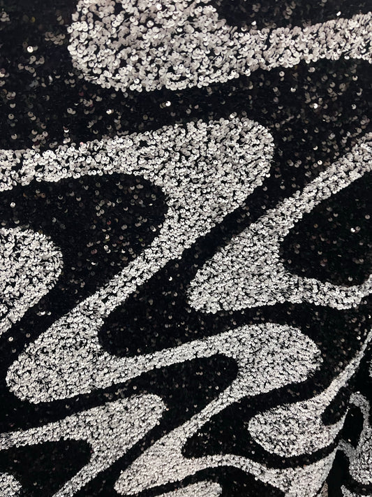 Designer swirly’s 4way stretch velvet sequins great fabric for dress jacket skirt and much more