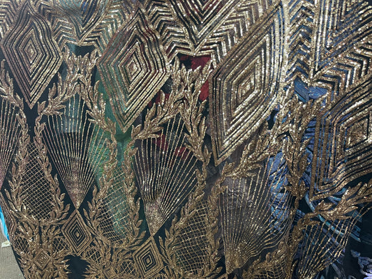 Designer 4way stretch sequins lace