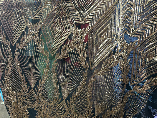 Designer 4way stretch sequins lace