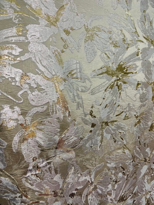 Designer metallic brocade mikado made in Italy