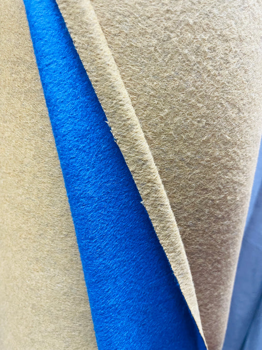 Blue with tan 100%Wool Cashmere  dabbled face design by Lora piano