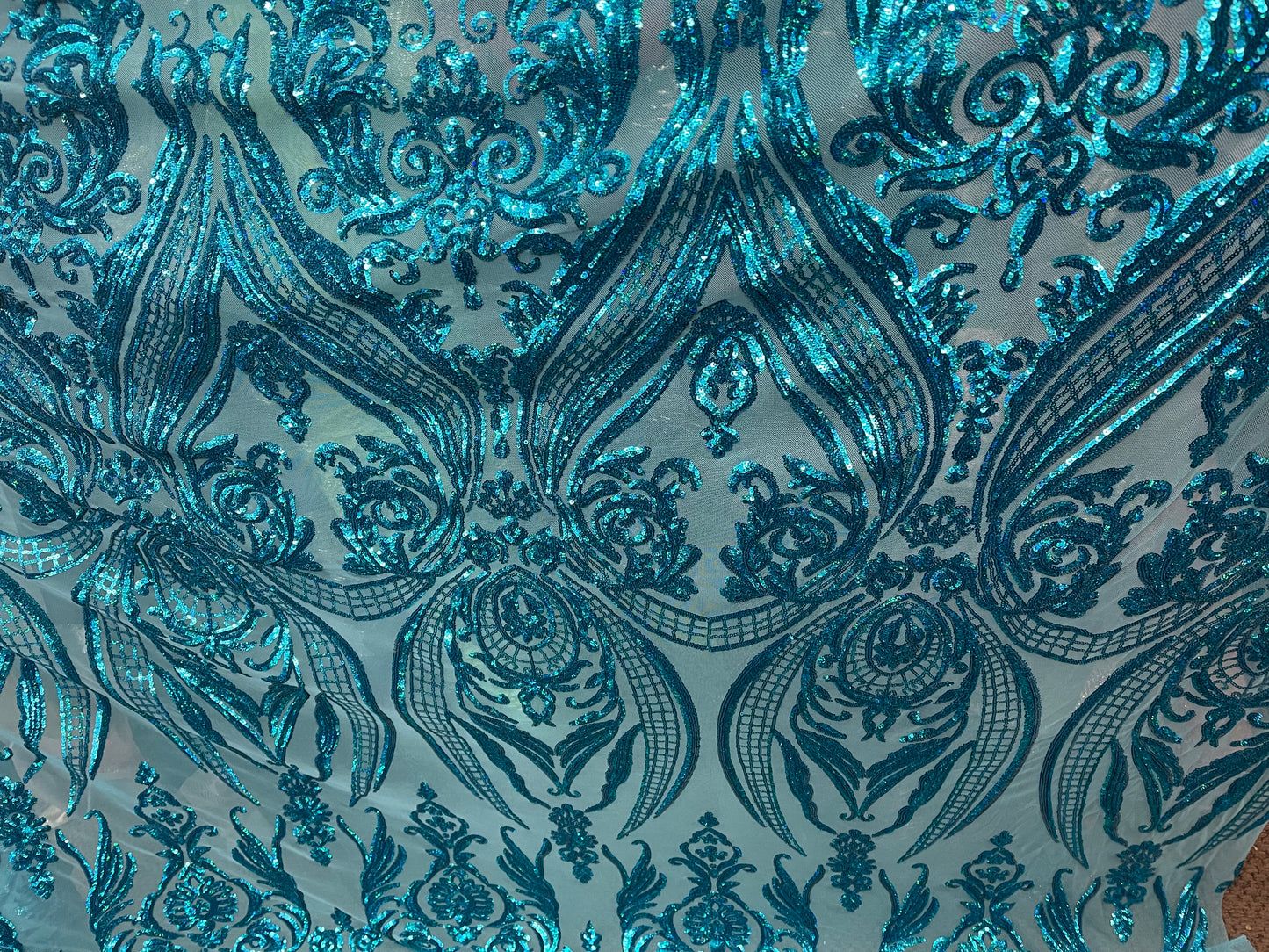 Designer 4way stretch sequins lace