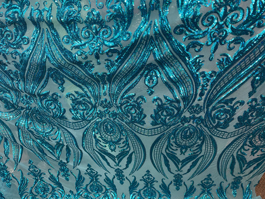 Designer 4way stretch sequins lace
