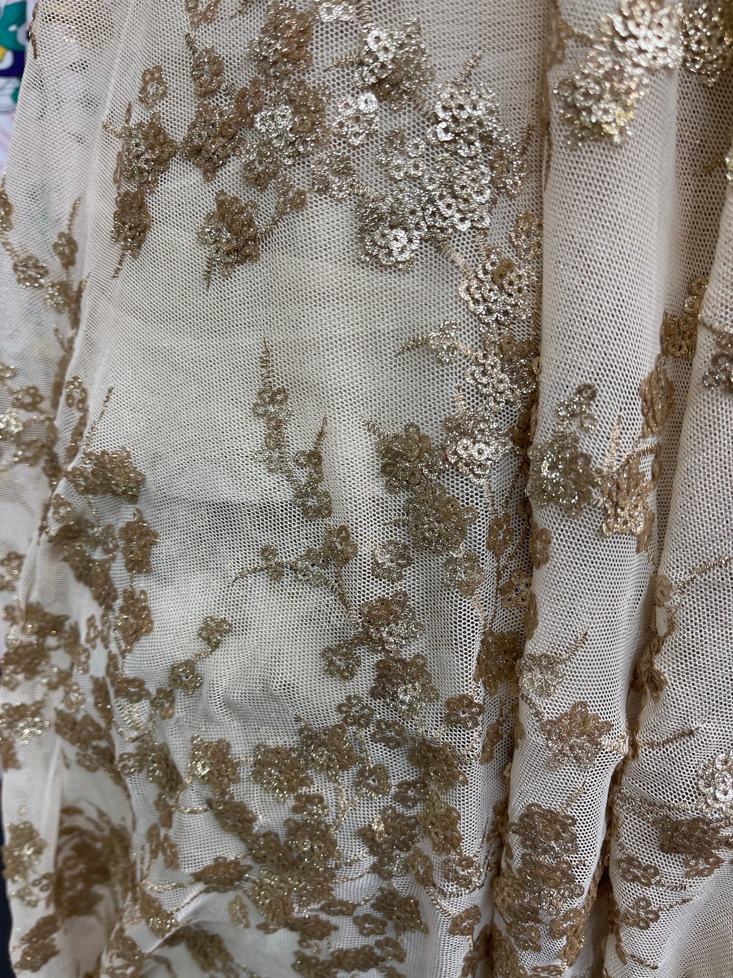Gold 4 WAY LACE sequence lace for prom wedding table cover and much more