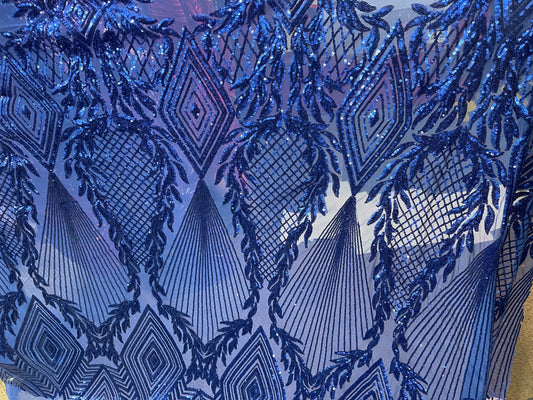 Designer 4way stretch sequins lace
